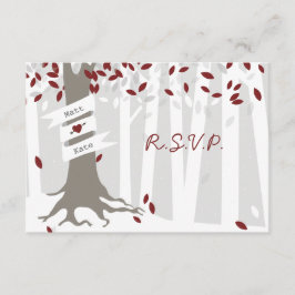 RSVP de Casamento no inverno Vermelho da Floresta 