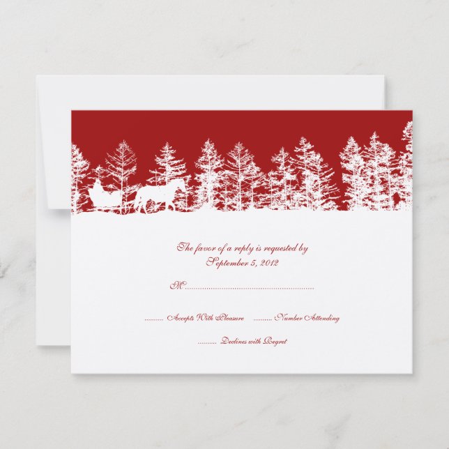 RSVP de Casamento no inverno Vermelho e Branco (Frente)