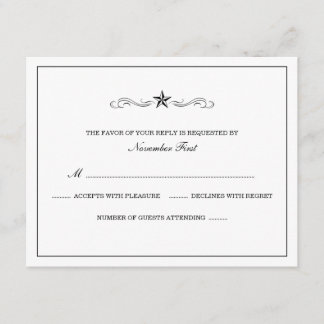 RSVP de Casamento Ocidental Branco e Negro