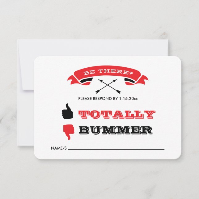 RSVP de Casamento Offbeat - Preto e Vermelho (Frente)