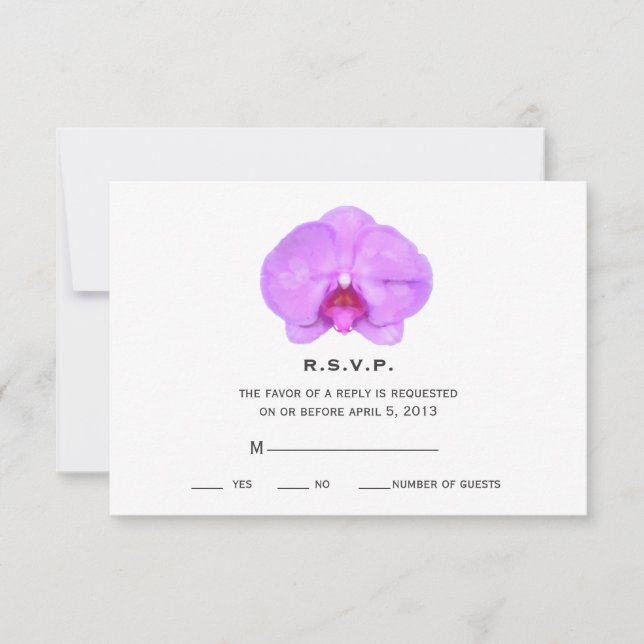 RSVP de Casamento Orquídeo Inspirado por Aquarela (Frente)