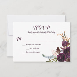RSVP de Casamento outono Floral Roxo-Purple Escuro