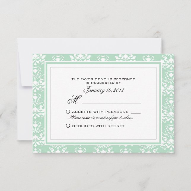 RSVP de Casamento Personalizado da Mint e do Damas (Frente)