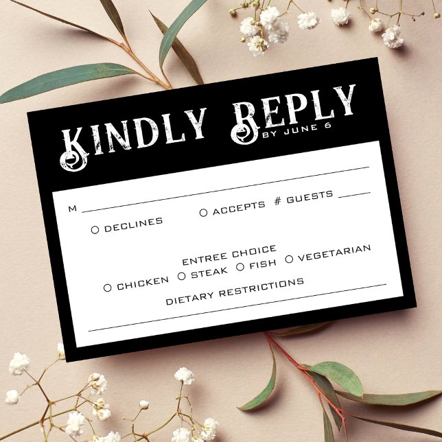 RSVP de Casamento Preto e Branco (Black & White Wedding RSVP)