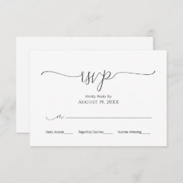 RSVP de Casamento Preto e Branco com Script Mínimo