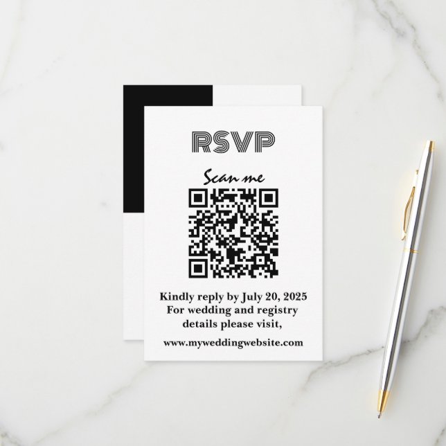 RSVP de Casamento Preto e Branco Contemporâneo de  (Frente/Verso In Situ)