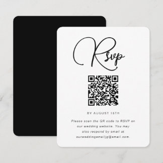 RSVP de Casamento Preto e Branco Negrito com Códig