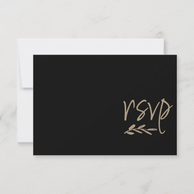 RSVP de Casamento Preto e Dourado Chic (Frente)