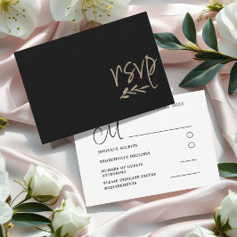 RSVP de Casamento Preto e Dourado Chic