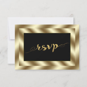 RSVP de casamento preto e Glam Gold Foil
