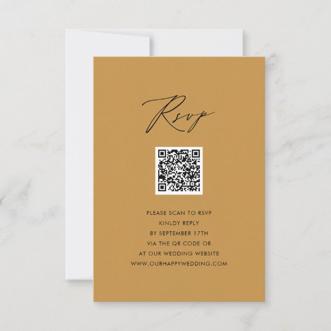 RSVP de Casamento QR do Script Elegante de Beige M (Frente)