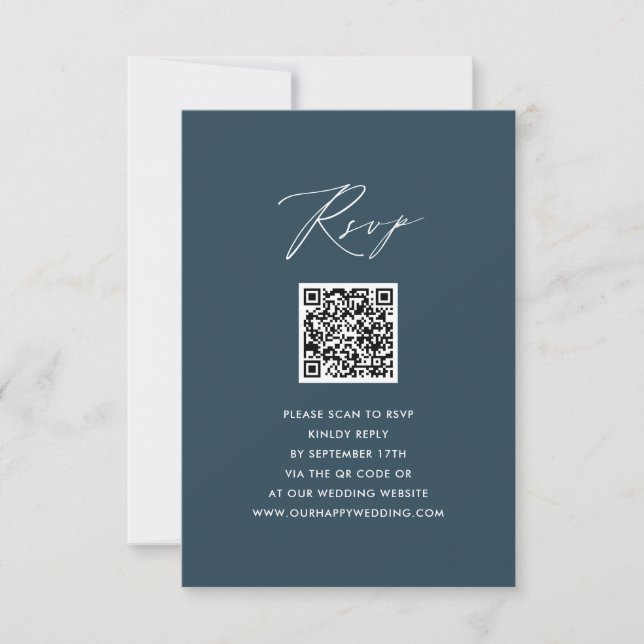 RSVP de Casamento QR Minimalista de Script Elegant (Frente)