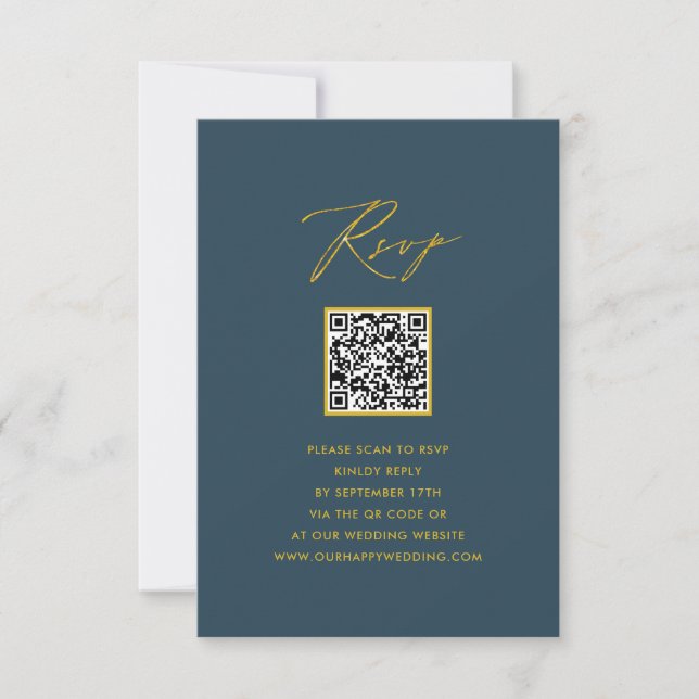 RSVP de Casamento QR Minimalista de Script Elegant (Frente)