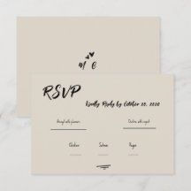 RSVP de casamento rabiscado à mão em cinza retrô