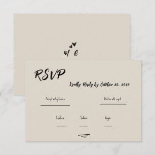 RSVP de casamento rabiscado à mão em cinza retrô