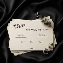 RSVP de casamento rabiscado à mão em cinza retrô