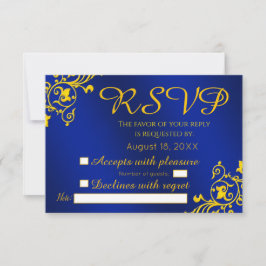 RSVP de Casamento Real Azul e Dourado