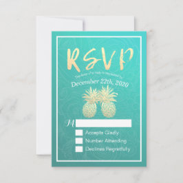 RSVP de Casamento Resposta ao Rosa Teal do Casal d