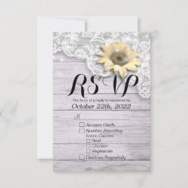 RSVP de Casamento Resposta Chic Lace Lace Sunflowe
