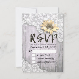 RSVP de Casamento Resposta Lace Lace Sunflower Bar