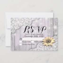 RSVP de Casamento Resposta Lace Lace Sunflower Bar