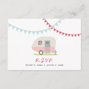 RSVP de Casamento Retro Rosa e de Casamento de Bun