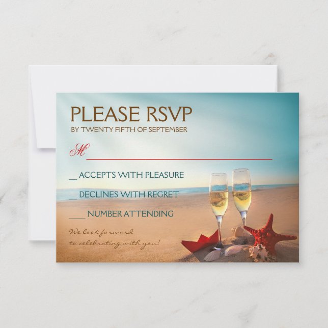 RSVP de Casamento Romântico de Praia Sunset (Frente)
