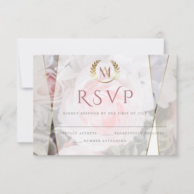 RSVP de casamento | Rosa Moderna Geométrica (Frente)