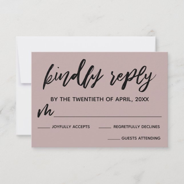 RSVP de Casamento Rosa-Rosa Dusty com Escrita Manu (Frente)