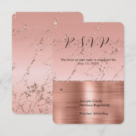 RSVP de Casamento Rosa Rosa Rosa Glam Glitter