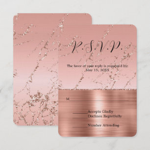 RSVP de Casamento Rosa Rosa Rosa Glam Glitter