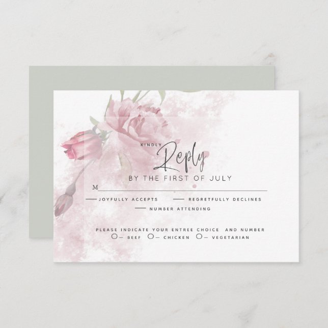 RSVP de casamento | Rosa Rosa Rosa Rosa Rosa Pinta (Frente/Verso)