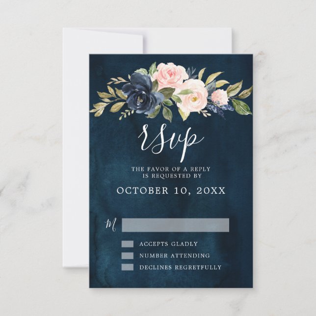 RSVP de Casamento Rose Boho Rosa Rosa Cor-de-rosa  (Frente)