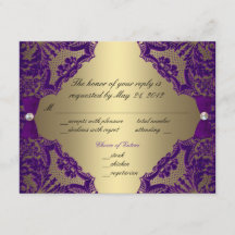 RSVP de Casamento Roxo e Dourado