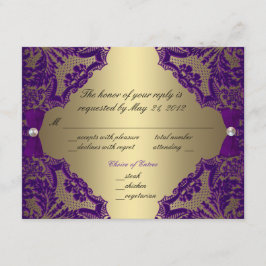 RSVP de Casamento Roxo e Dourado