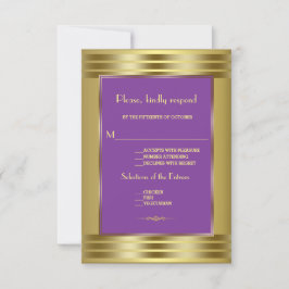 RSVP de Casamento Roxo e Dourado