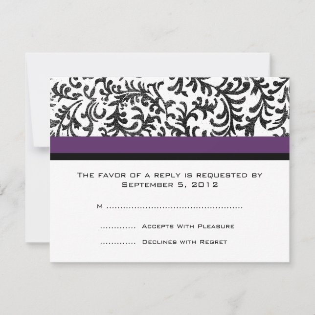 RSVP de Casamento Roxo e Negro (Frente)