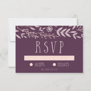 RSVP de Casamento Roxo Floral Rustic