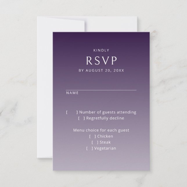 RSVP de Casamento Roxo Gothic Moody (Frente)