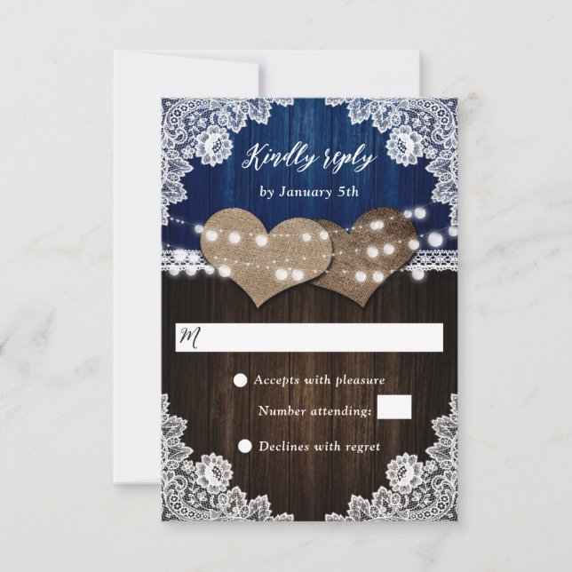 RSVP de Casamento RSVP de Casamento de Lace de Mad (Frente)