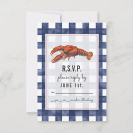 RSVP de Casamento Russo da Lagosta de Gingham