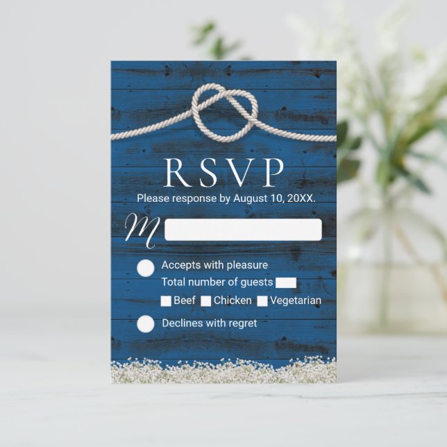 RSVP de Casamento Russo da Madeira do Marinho casa (Em pé/Frente)