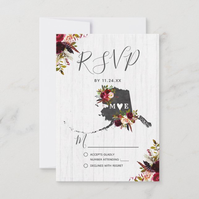 RSVP de Casamento Russo de Destino do Estado do Al (Frente)