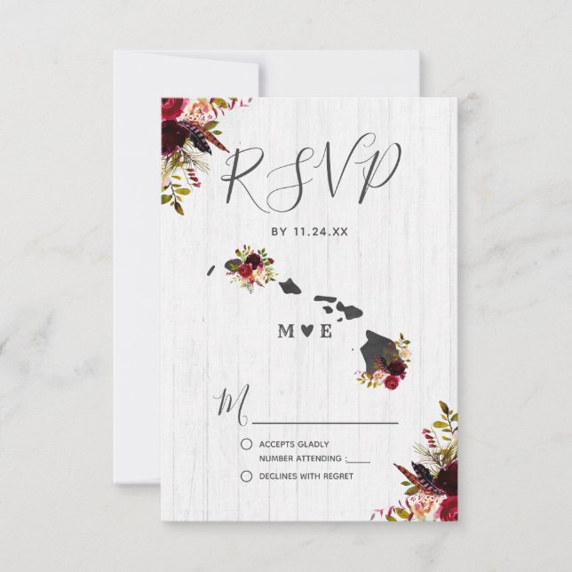 RSVP de Casamento Russo de Destino do Estado do Ha (Frente)