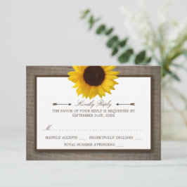 RSVP de Casamento Russo de Girassol e Burlap