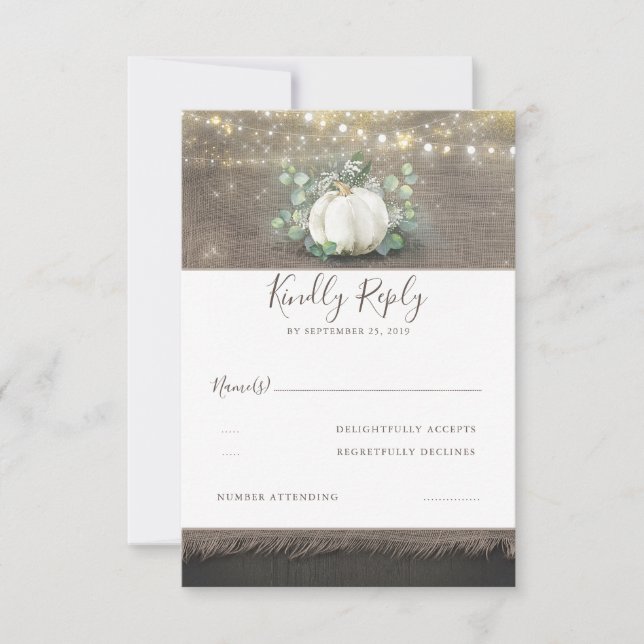 RSVP de Casamento Russo de Pumpkin Branco (Frente)