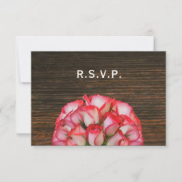 RSVP de Casamento Russo de Rosas Rosa & Barnwood