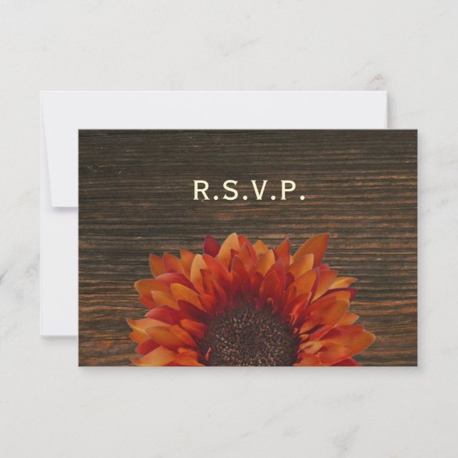 RSVP de Casamento Russo de Sunflower & Barnwood (Frente)