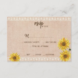 RSVP de Casamento Russo e Burlap Sunflower