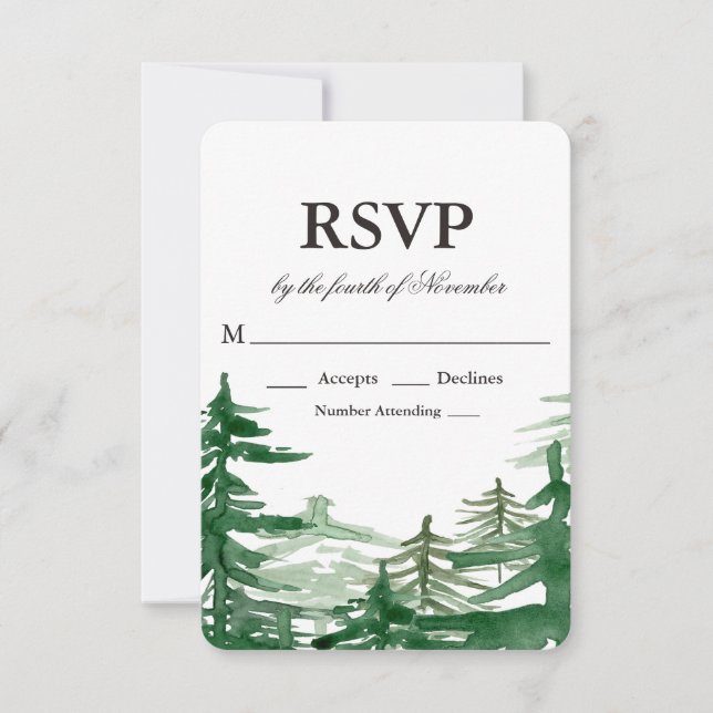 RSVP de Casamento Russo Fir Tree (Frente)